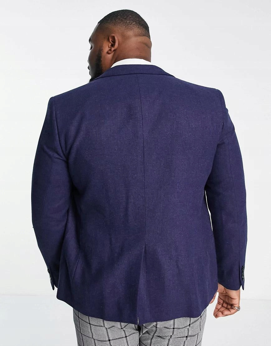 Harry Brown Mens Plus Wedding Tweed Slim Fit Suit Jacket In Blue