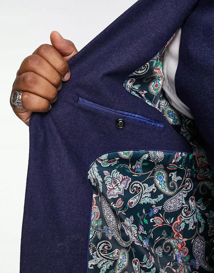 Harry Brown Mens Plus Wedding Tweed Slim Fit Suit Jacket In Blue