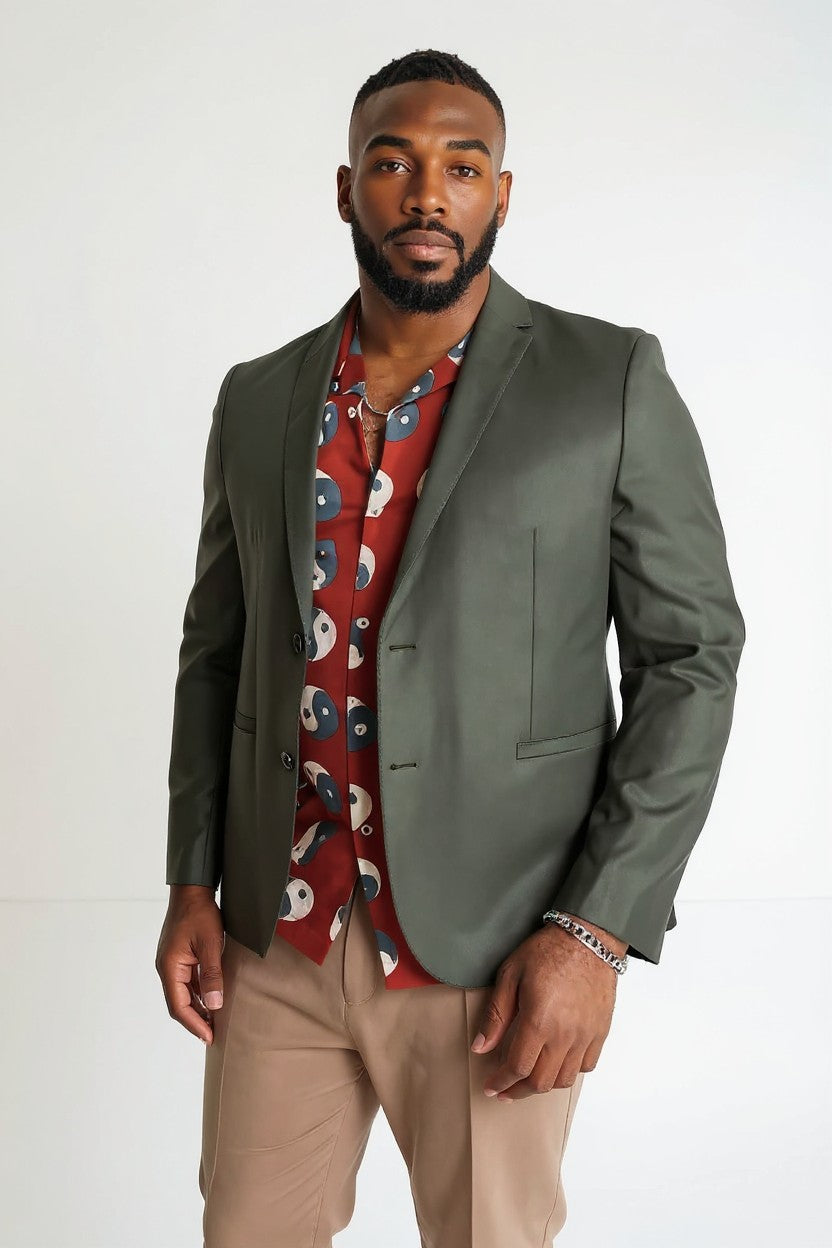 Harry Brown Mens Plus Loose Fit Bamboo Suit Jacket In Green