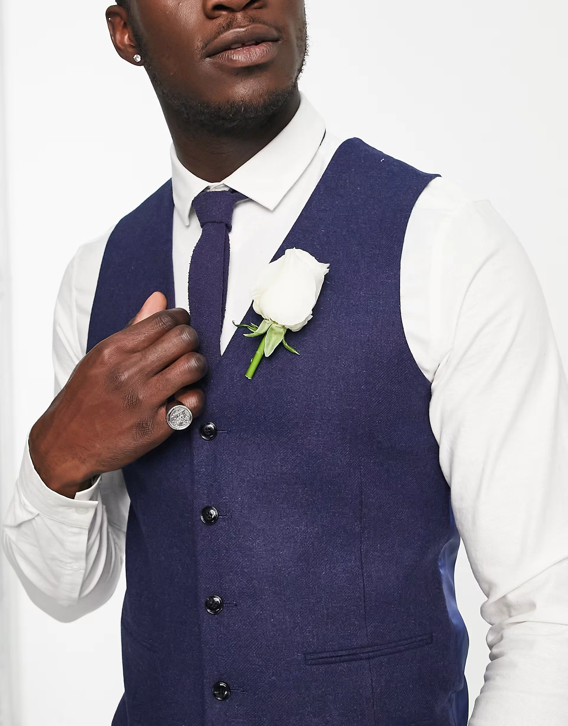 Harry Brown Mens Tall Wedding Tweed Slim Fit Waistcoat In Blue