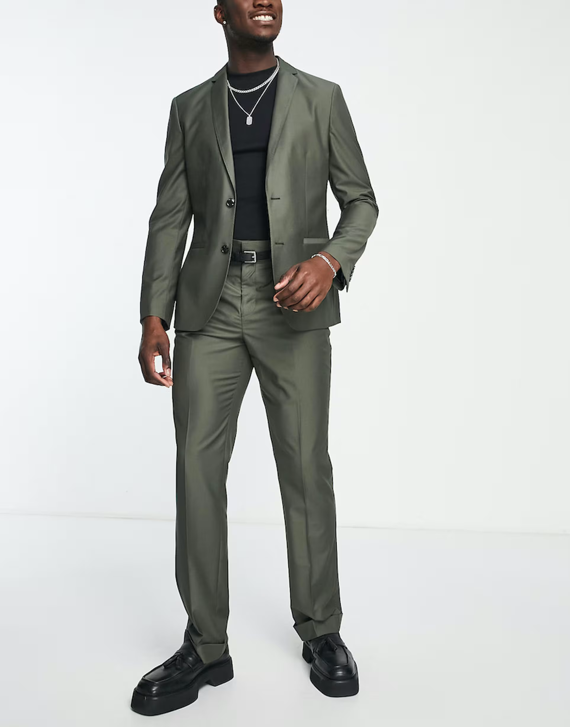 Harry Brown Mens Tall Loose Fit Bamboo Suit Trousers In Green