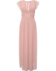 TFNC Petite Womens Pink Bridesmaids Chiffon Maxi Dress with Lace Detail