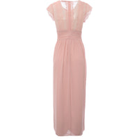 TFNC Petite Womens Pink Bridesmaids Chiffon Maxi Dress with Lace Detail