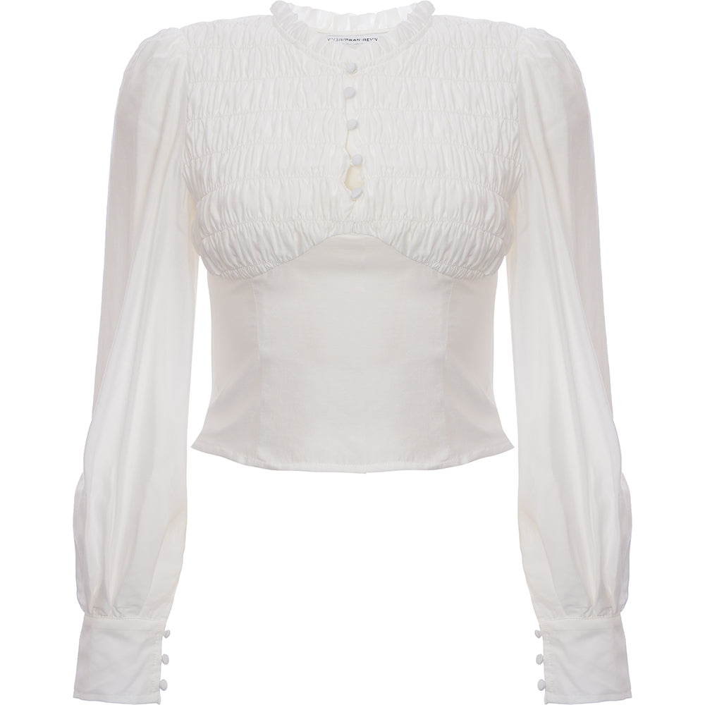 Urban Revivo Women's Off White Shirred Shirt