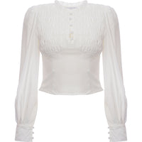 Urban Revivo Women's Off White Shirred Shirt