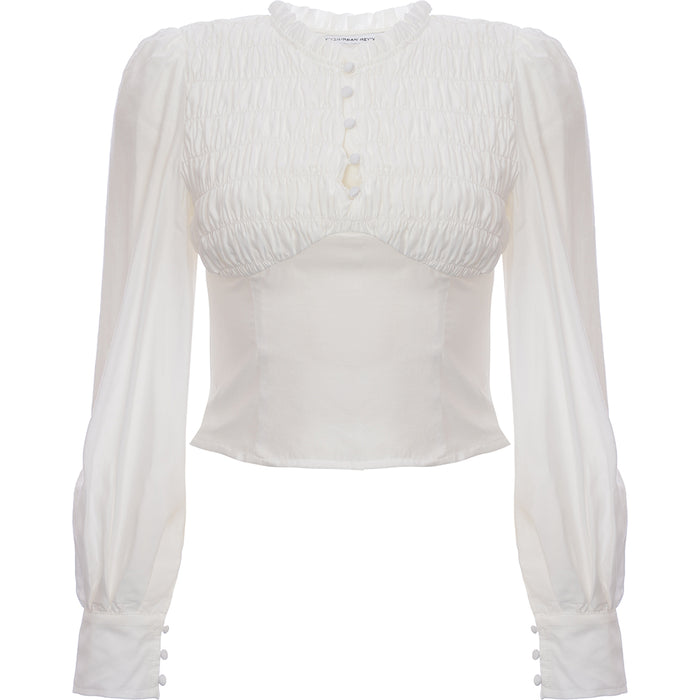 Urban Revivo Women's Off White Shirred Shirt