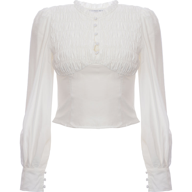 Urban Revivo Women's Off White Shirred Shirt