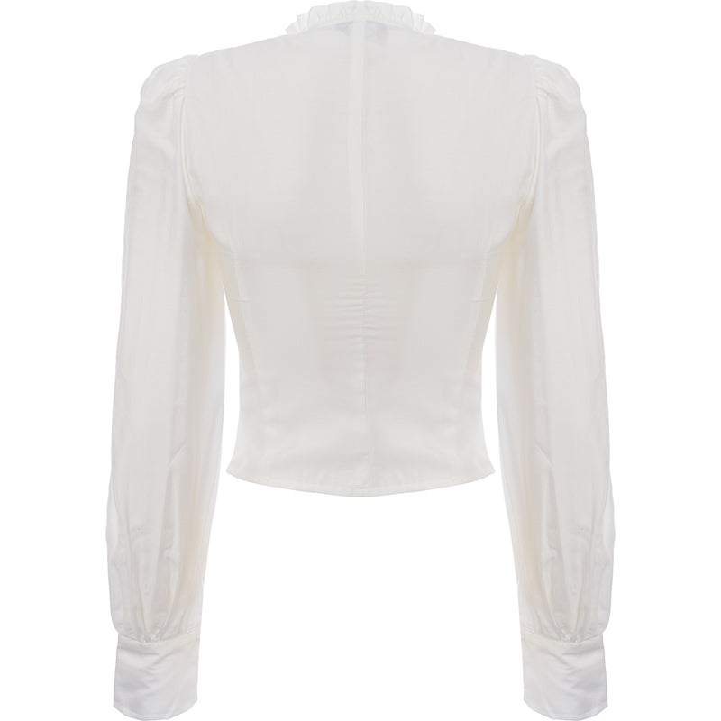 Urban Revivo Women's Off White Shirred Shirt