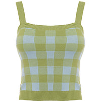 Urban Revivo Womens Green Checked Knit Vest