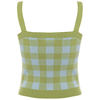 Urban Revivo Womens Green Checked Knit Vest