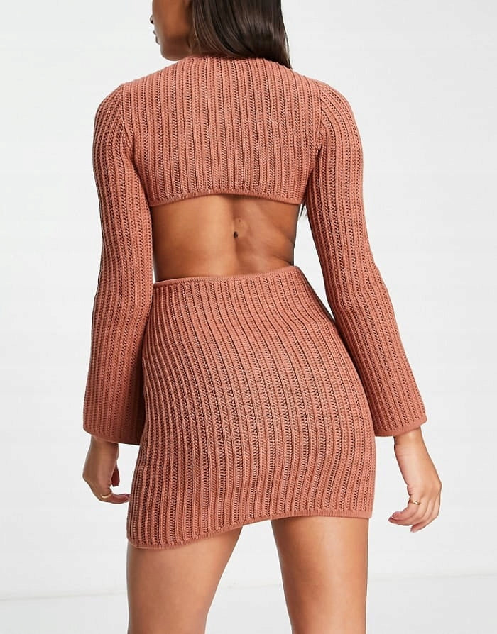 4th & Reckless Womens Pennie Cut Out Detail Mini Beach Dress in Burnt Orange