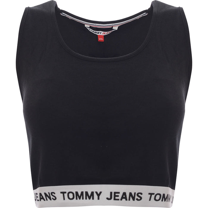 Tommy Jeans Womens Plus Logo Waistband Crop Top in Black