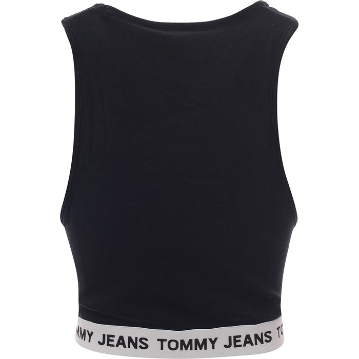 Tommy Jeans Womens Plus Logo Waistband Crop Top in Black