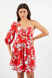 TRENDYOL Womens One Arm Sweetheart Neck Mini Dress In Red