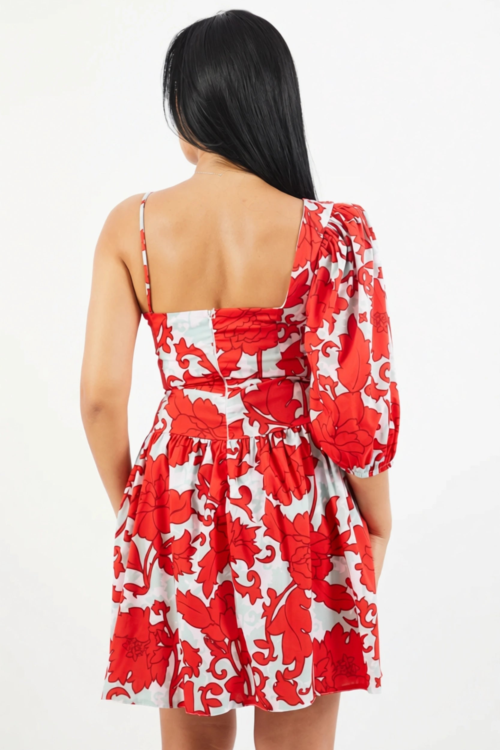 TRENDYOL Womens One Arm Sweetheart Neck Mini Dress In Red