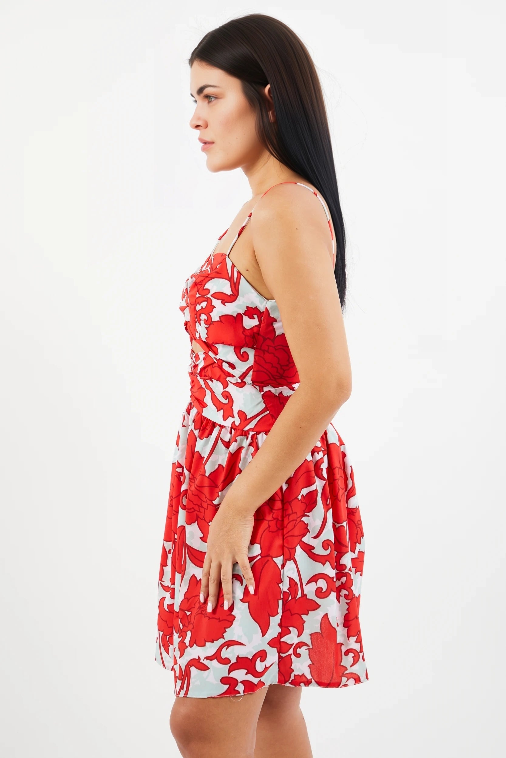 TRENDYOL Womens One Arm Sweetheart Neck Mini Dress In Red