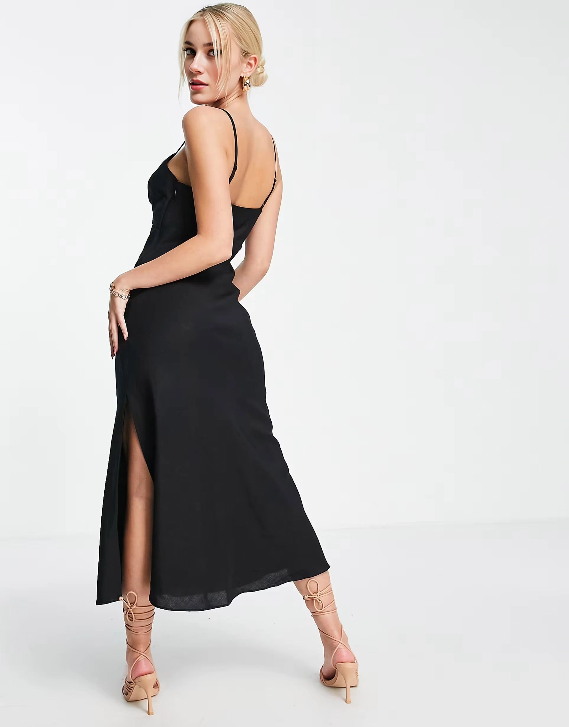Forever New Womens Twist Front Cut Out Slip Dress In Black