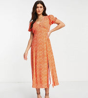 Forever New Womens Petite Midi Dress In Orange