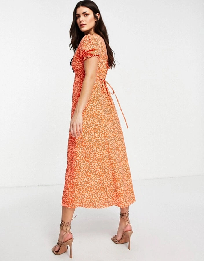 Forever New Womens Petite Midi Dress In Orange