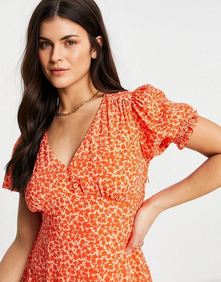 Forever New Womens Petite Midi Dress In Orange