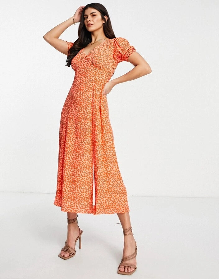 Forever New Womens Petite Midi Dress In Orange