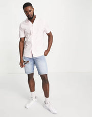 French Connection Mens Plain Revere Collar Shirt In Pink