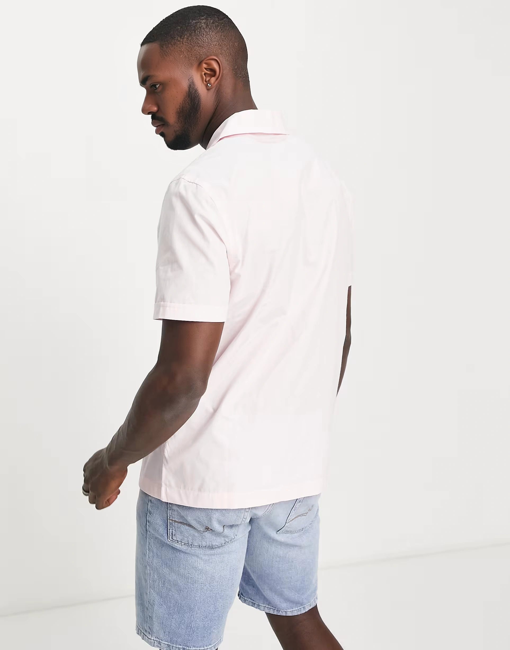 French Connection Mens Plain Revere Collar Shirt In Pink