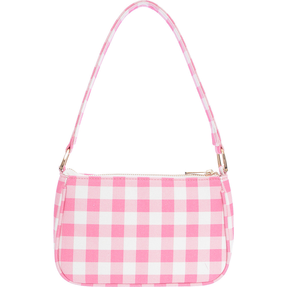 Forever New Women's Pink Check 90S Baguette Bag