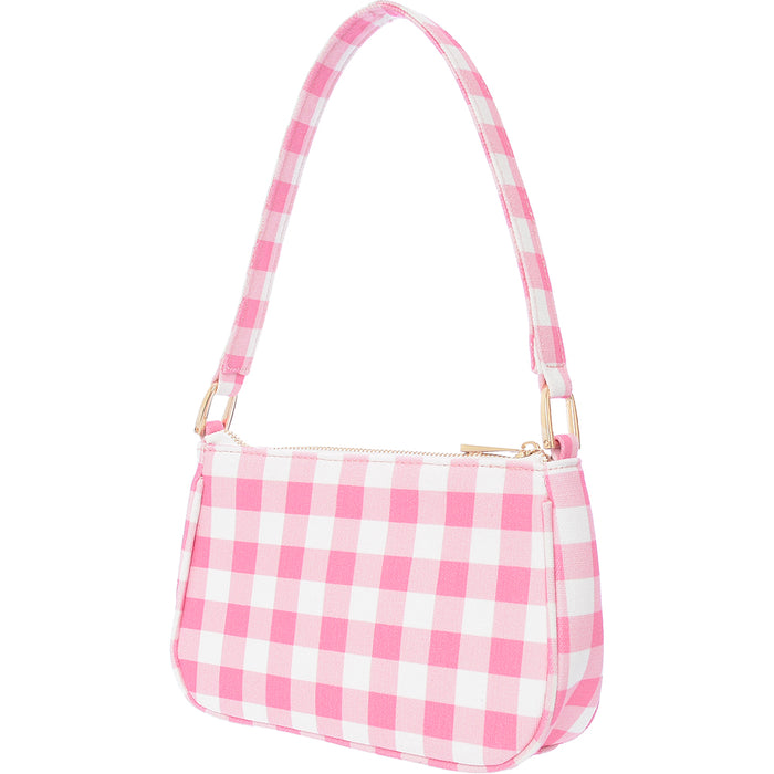 Forever New Women's Pink Check 90S Baguette Bag