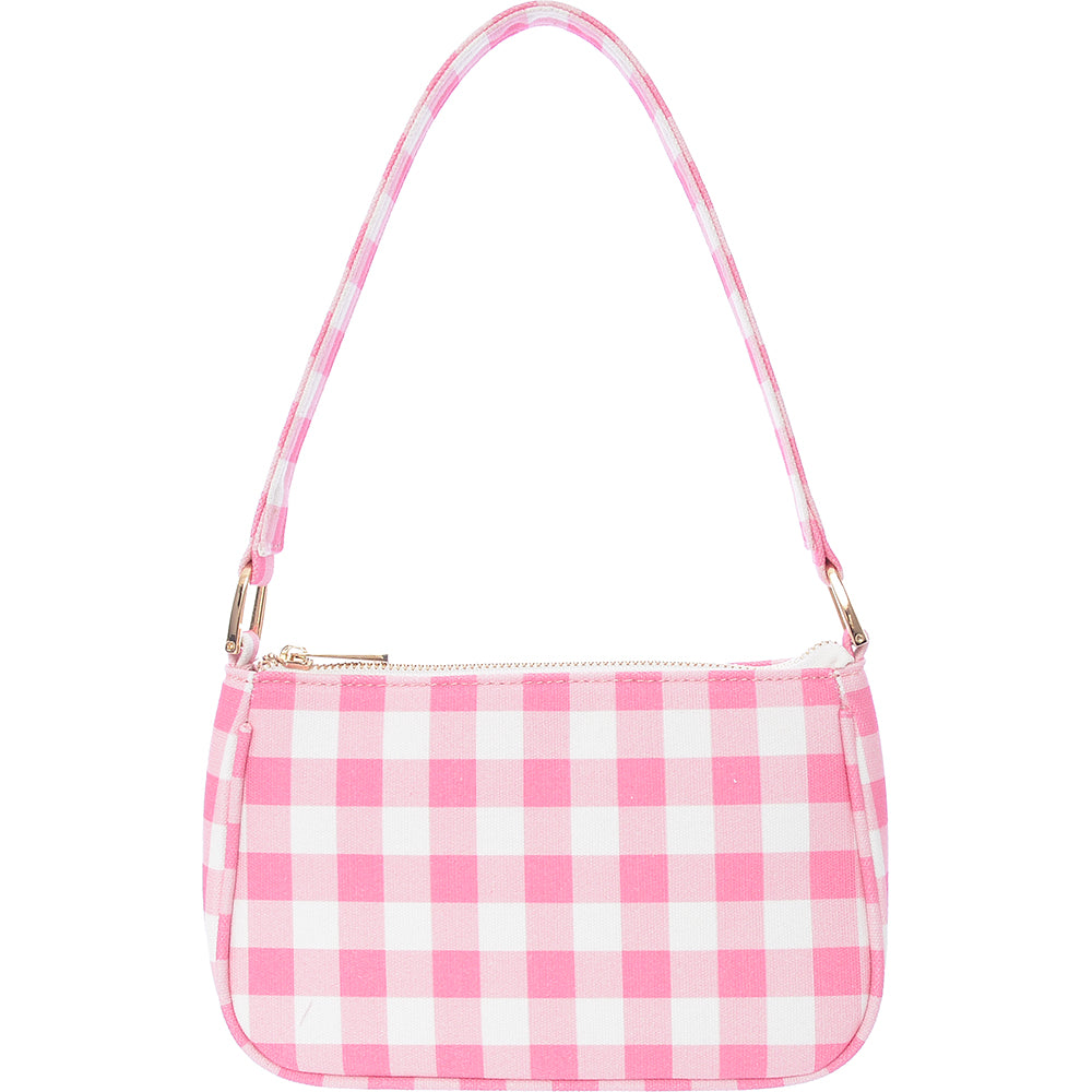 Forever New Women's Pink Check 90S Baguette Bag