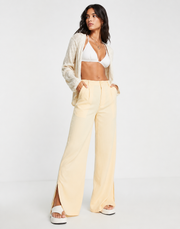 Neon Rose Womens High Waisted Wide Leg Tailored Trousers in Lemon