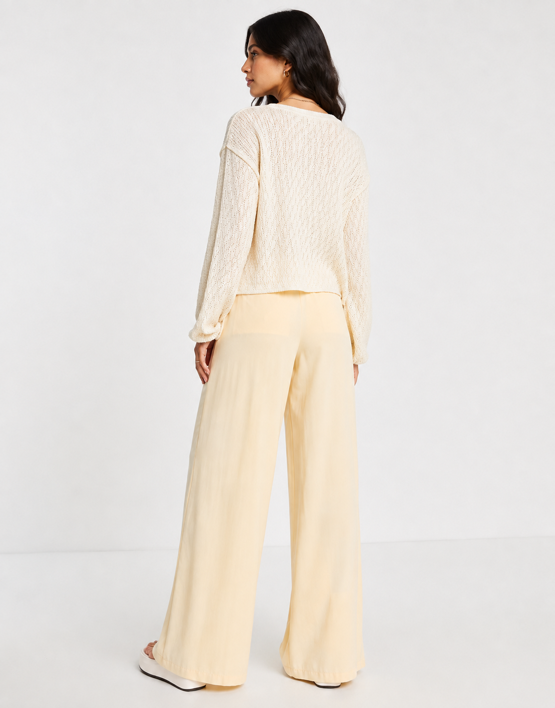 Neon Rose Womens High Waisted Wide Leg Tailored Trousers in Lemon
