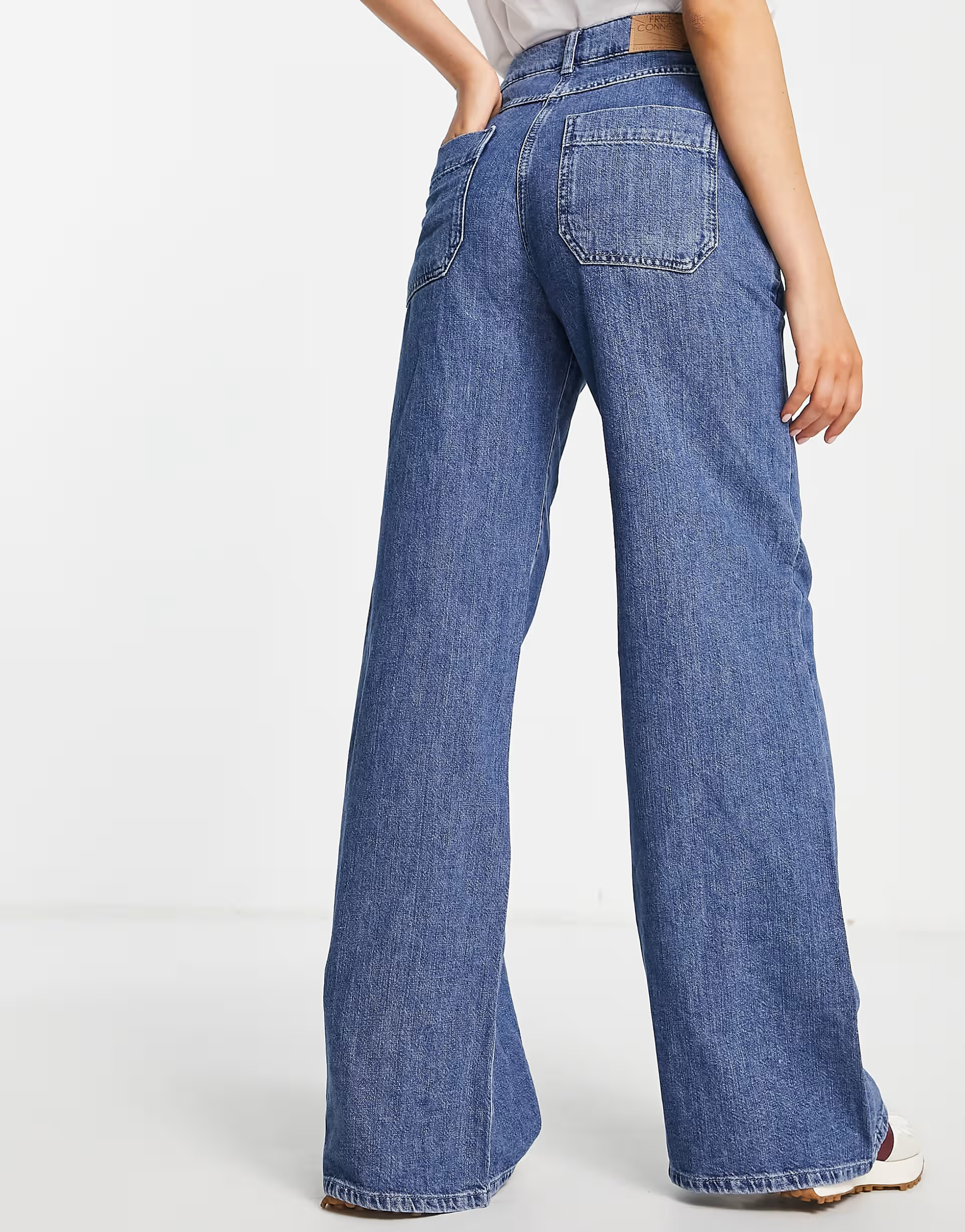 Womens French Connection Wide Leg Jeans in Mid Wash Denim