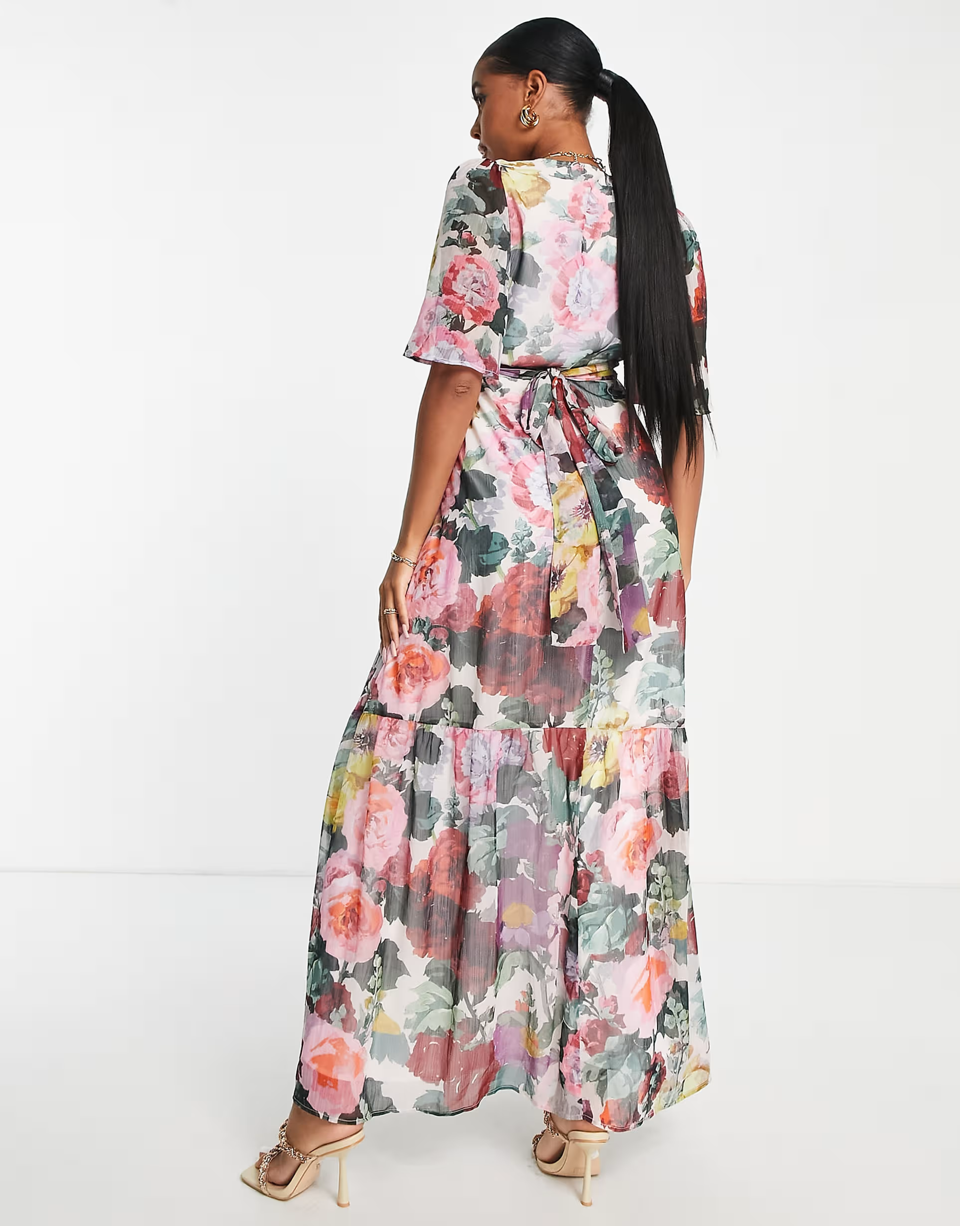 Hope & Ivy Womens Maternity Frankie Wrap Maxi Dress In Pink