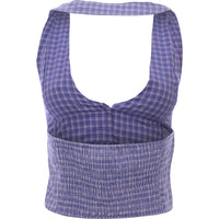 Heartbreak Womens Tall Halter Neck Cropped Waistcoat Co-Ord in Purple Check