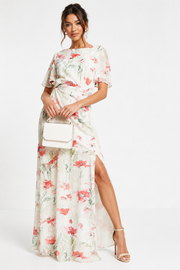 Hope & Ivy Womens Greta Floral Print Maxi Dress In Pink