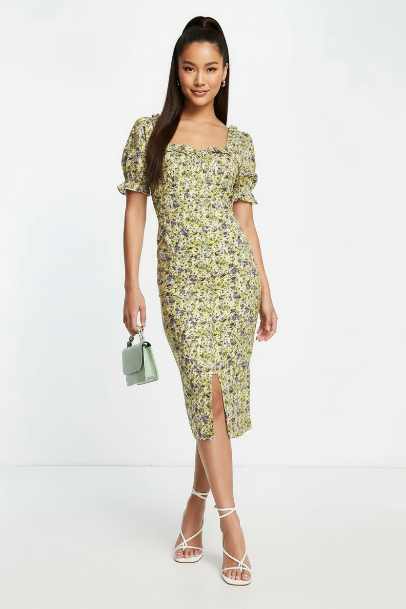 Hope & Ivy Womens Made With Liberty Fabric Floral Dress In Yellow