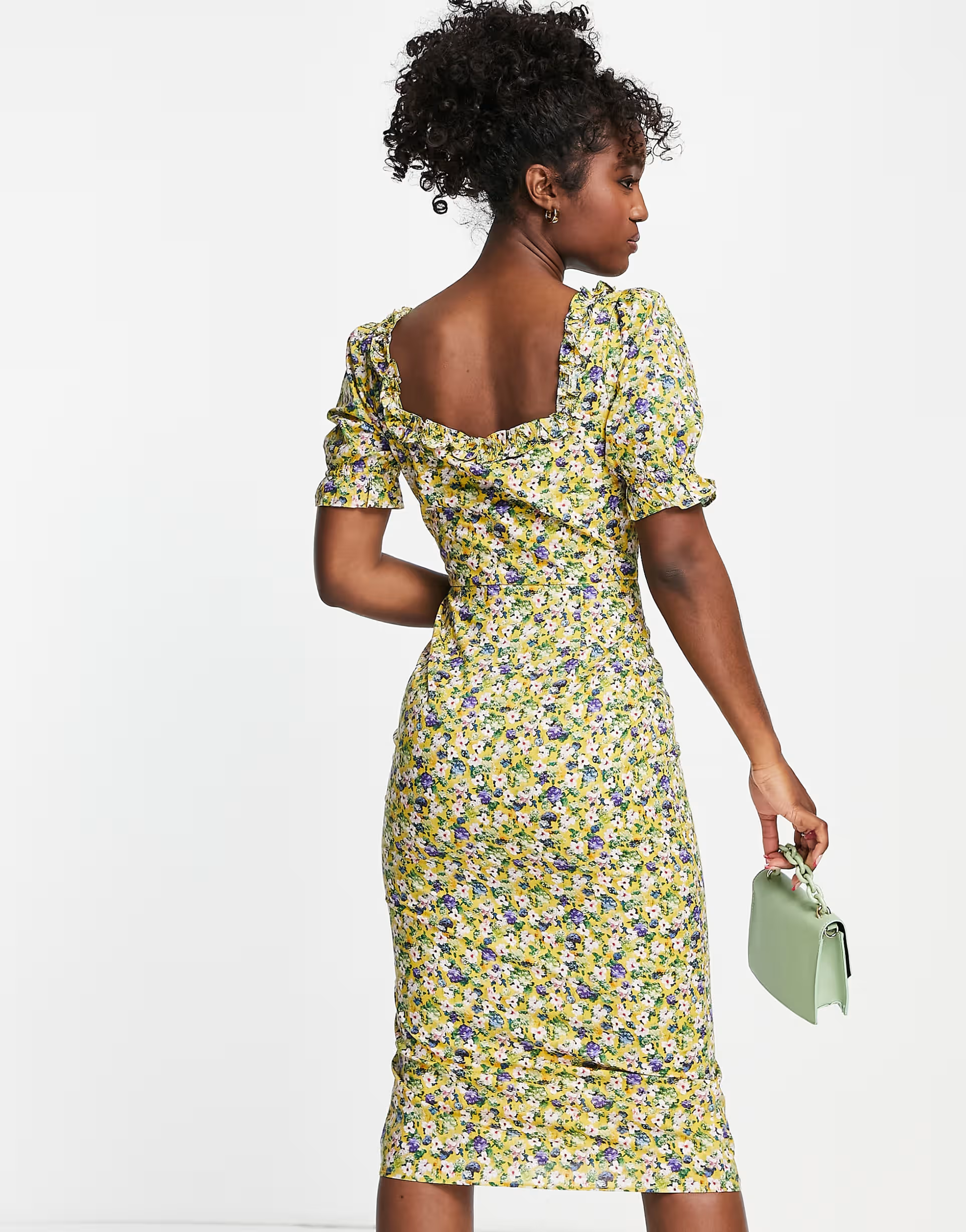 Hope & Ivy Womens Made With Liberty Fabric Floral Dress In Yellow