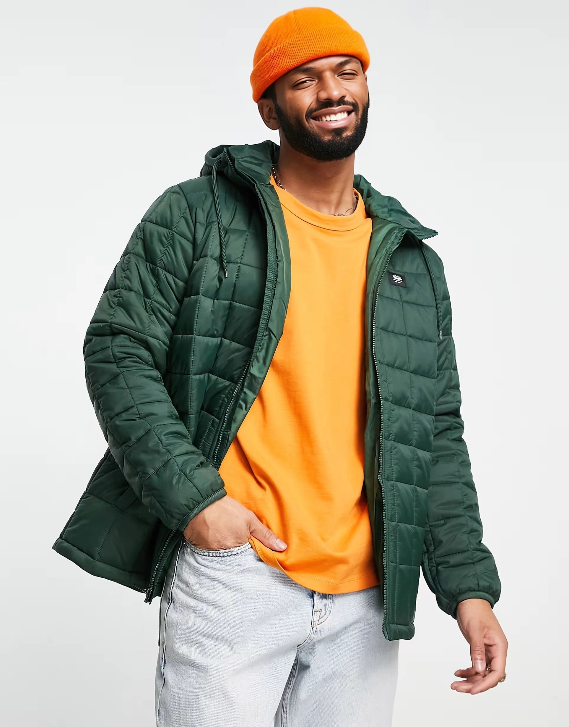 Mens Vans Woodbridge Ii Quilted Puffer in Khaki