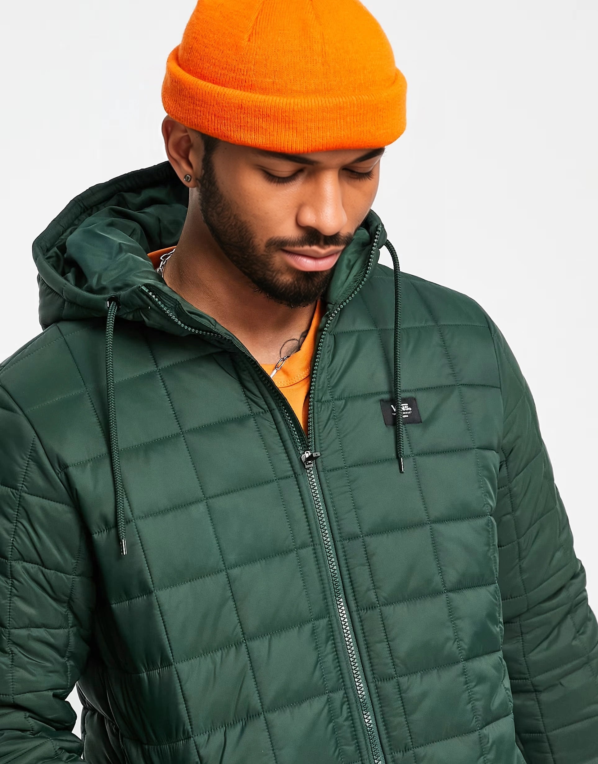 Mens Vans Woodbridge Ii Quilted Puffer in Khaki