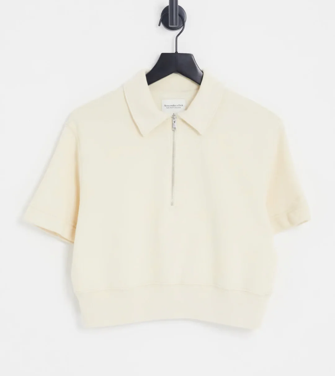 Abercrombie & Fitch Womens Short Sleeve Half Zip Polo in Tan
