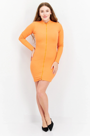 I Saw It First Womens Zip Through Midi Rib Dress In Orange