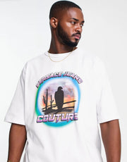 Mens Versace Jeans Couture Vintage Eagle Print T-Shirt in White