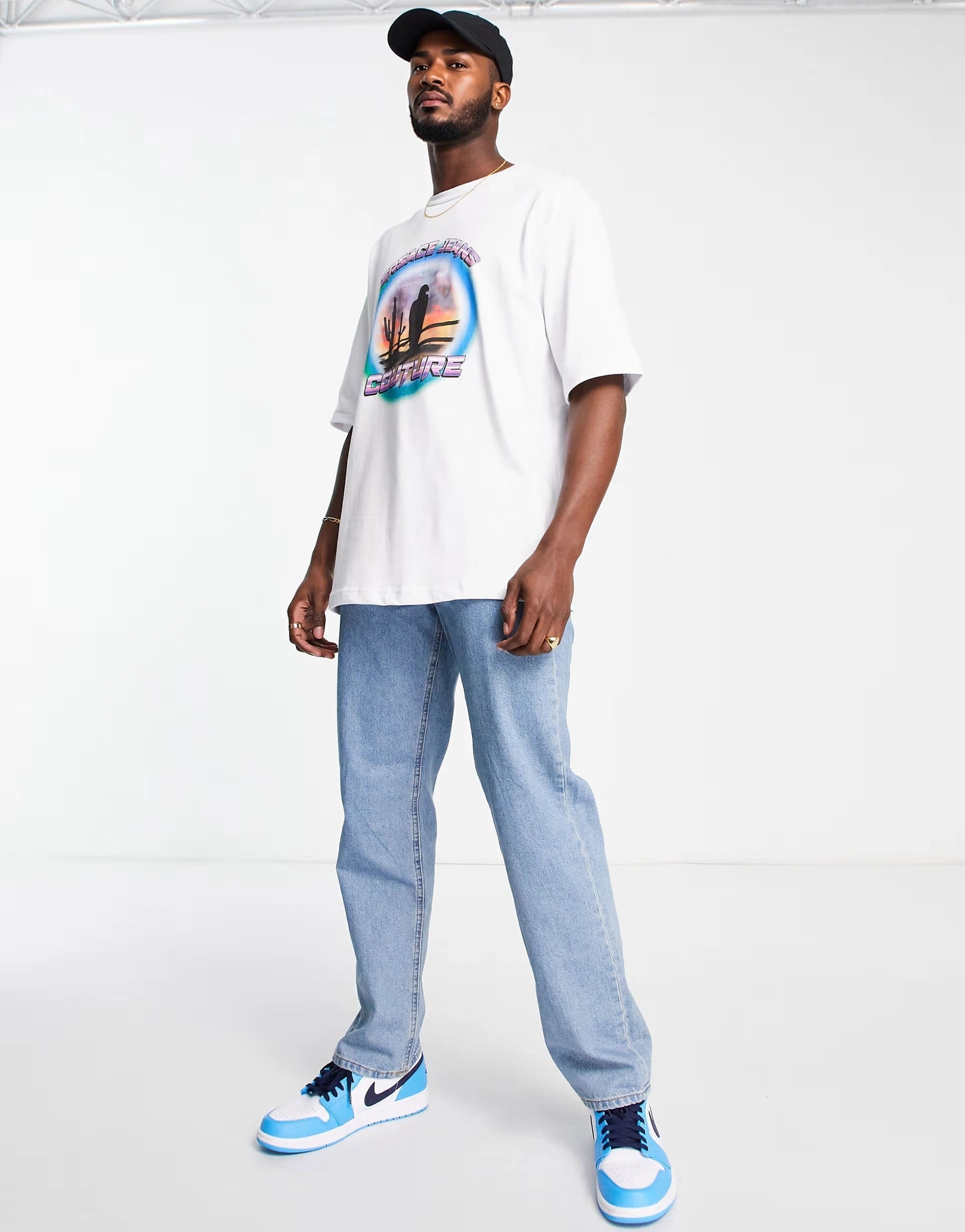 Mens Versace Jeans Couture Vintage Eagle Print T-Shirt in White