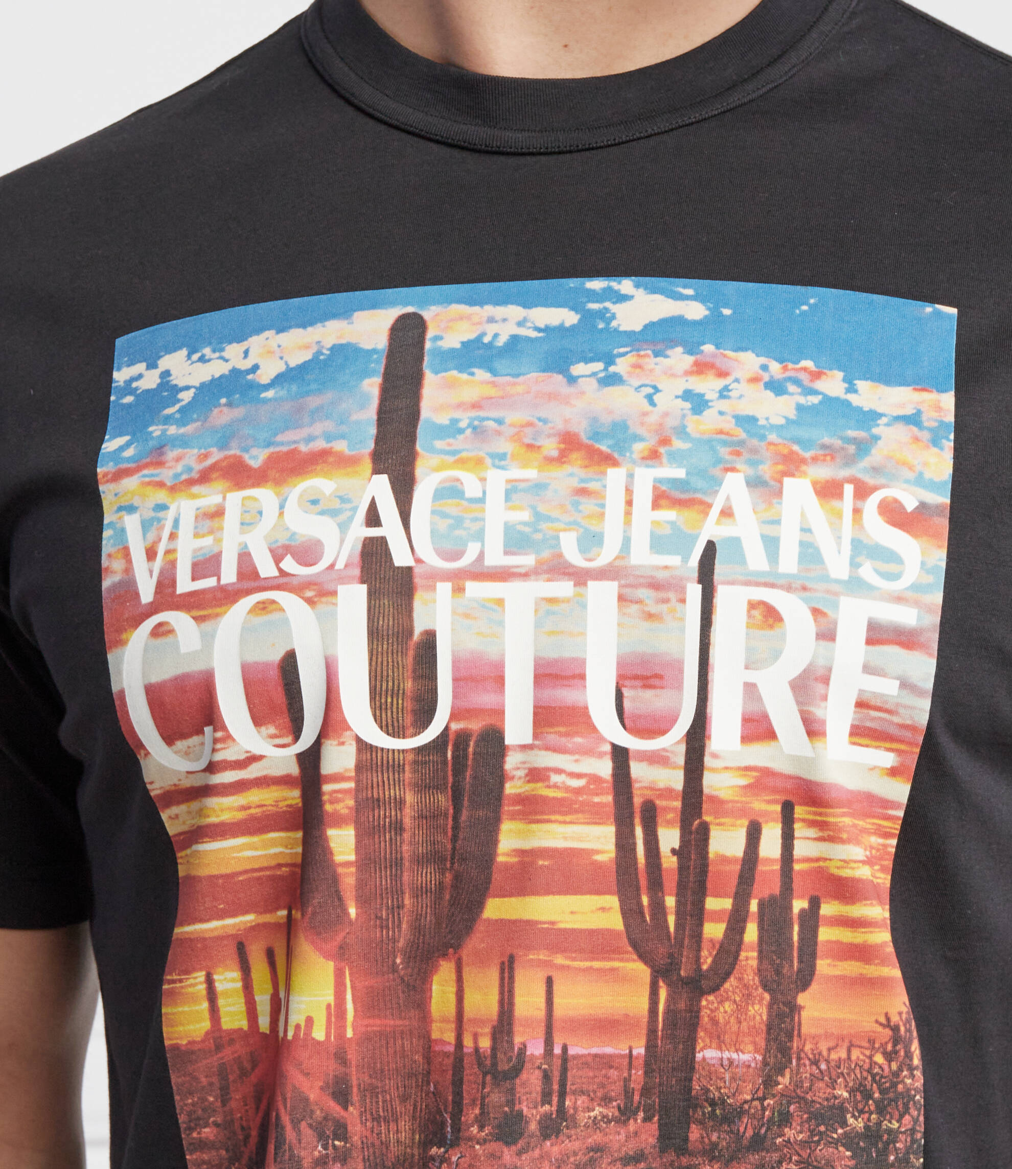 Mens Versace Jeans Couture Vintage Wash Photoprint T-Shirt in Black