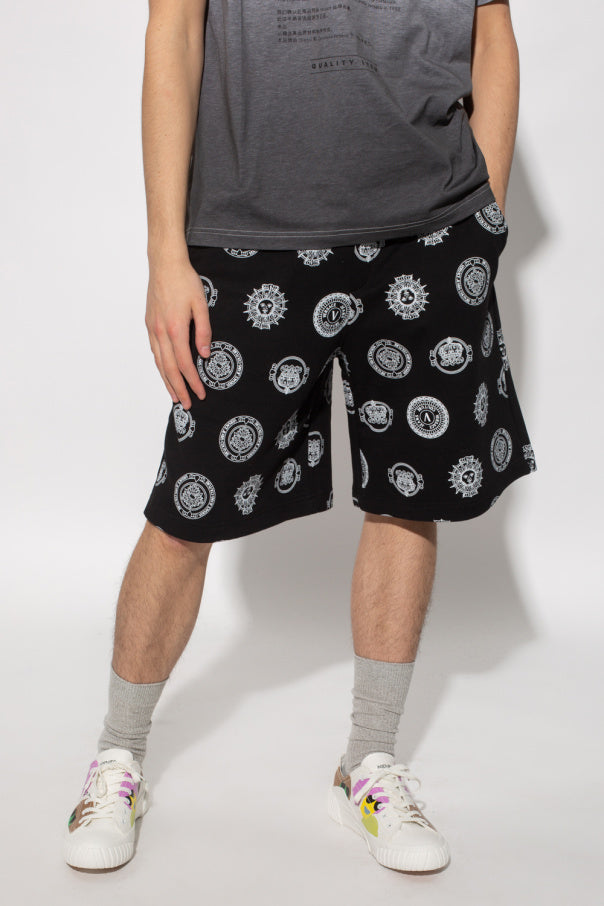 Versace Jeans Couture Mens Mono Print Shorts In Black