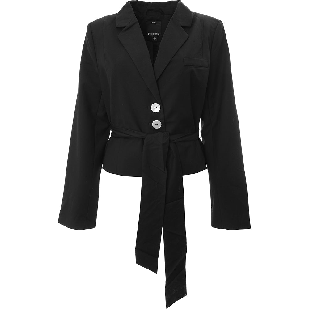 C/MEO Women's Black Magnetised Tie Waist Blazer