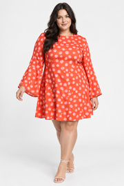 Twisted Wunder Plus Womens Bell Sleeve Mini Dress in Painted Floral