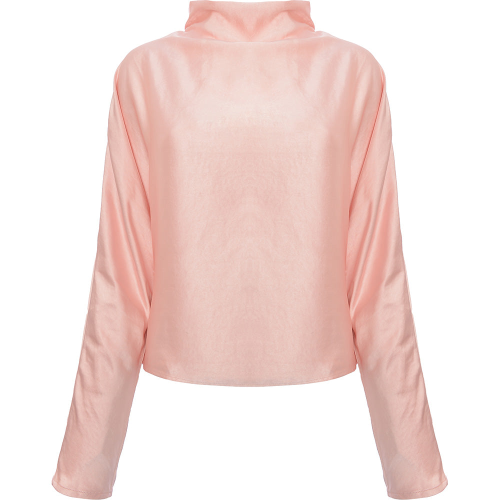 Pretty Lavish Women's Pink High Neck Backless Blouse