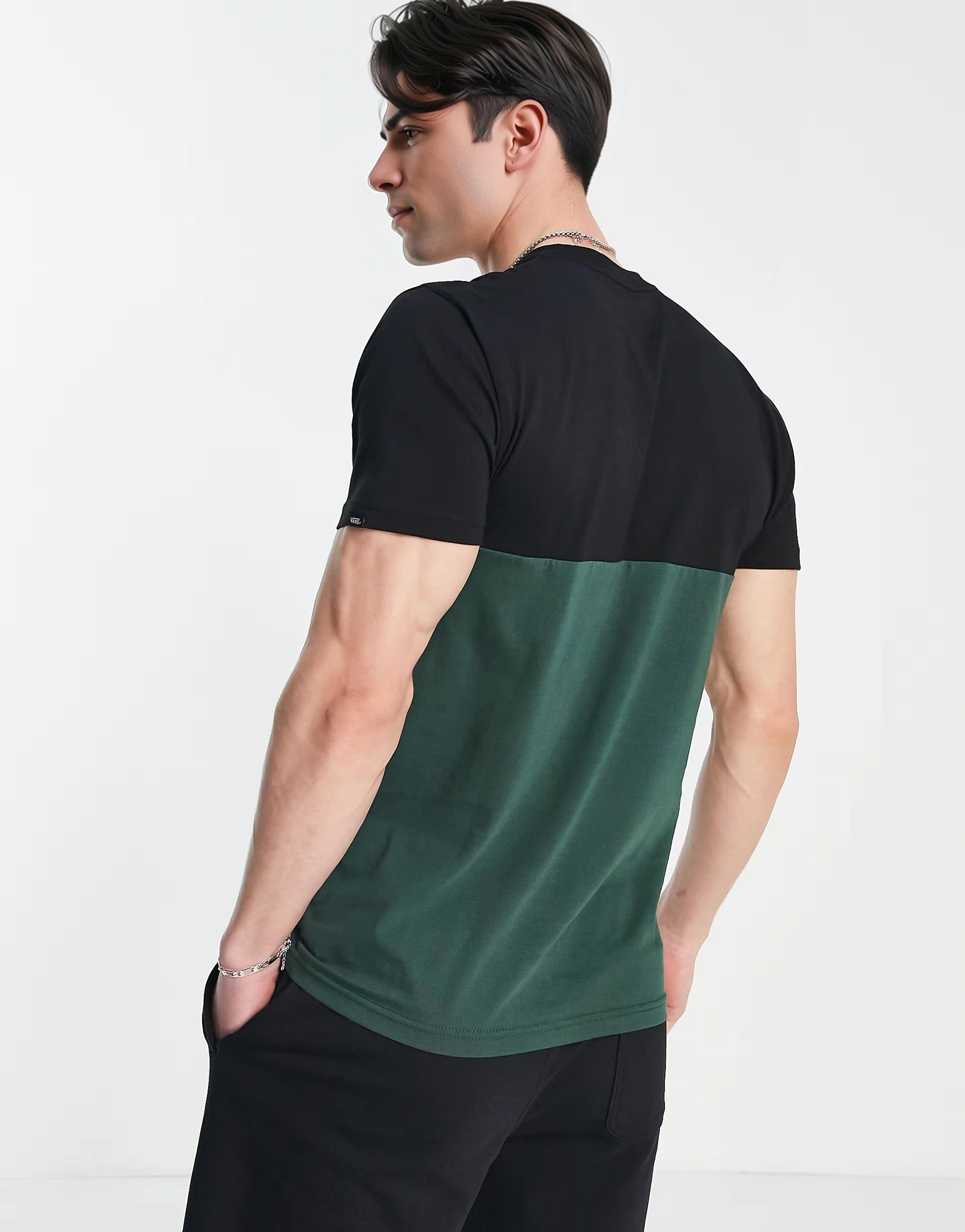 Vans Mens Colour Block T-Shirt In Green And Black